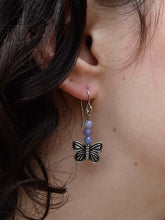 Load image into Gallery viewer, Devon&#39;s Butterfly Earrings These earrings are made with genuine Tanzanite stones with a pewter Butterfly. All profits from the sale of these earrings will be donated to the Pediatric Heart Program at Children&#39;s Hospital MN in memory of Devon Jenson, the h
