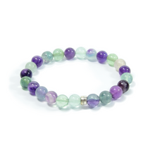 Load image into Gallery viewer, Fluorite and Amethyst Bead Bracelet
