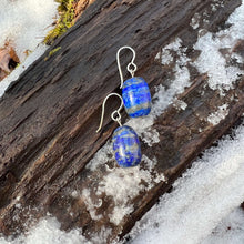 Load image into Gallery viewer, Lapis Lazuli Earrings These earrings are made with high-quality Lapis Lazuli gemstones which bring wisdom to the wearer. Zodiac: Sagittarius and Libra Chakras: Third Eye, Crown, and Throat Lapis stimulates wisdom and good judgement, increasing one&#39;s desir
