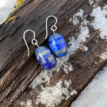 Load image into Gallery viewer, Lapis Lazuli Earrings These earrings are made with high-quality Lapis Lazuli gemstones which bring wisdom to the wearer. Zodiac: Sagittarius and Libra Chakras: Third Eye, Crown, and Throat Lapis stimulates wisdom and good judgement, increasing one&#39;s desir
