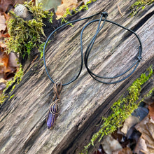 Load image into Gallery viewer, Amethyst Double Point Wire Wrapped Pendant
