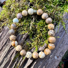 Load image into Gallery viewer, Picture Jasper Bracelet Picture Jasper is used to stimulate creative visualization. Creates harmony, balance and positive energy flow especially in business pursuits. Releases knowledge into consciousness. Zodiac Signs: Aries and Virgo Chakras: Root Mater
