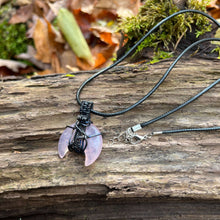 Load image into Gallery viewer, Rose Quartz Moon Wire Wrapped Pendant
