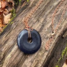 Load image into Gallery viewer, Blue Goldstone Wire Wrapped Pendant Necklace
