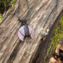 Load image into Gallery viewer, Rose Quartz Moon Wire Wrapped Pendant
