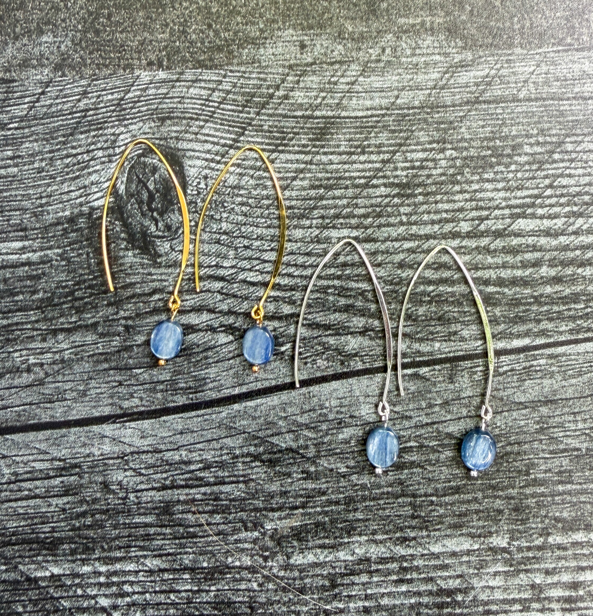 Pair of handcrafted Grade AAA Kyanite gemstone earrings