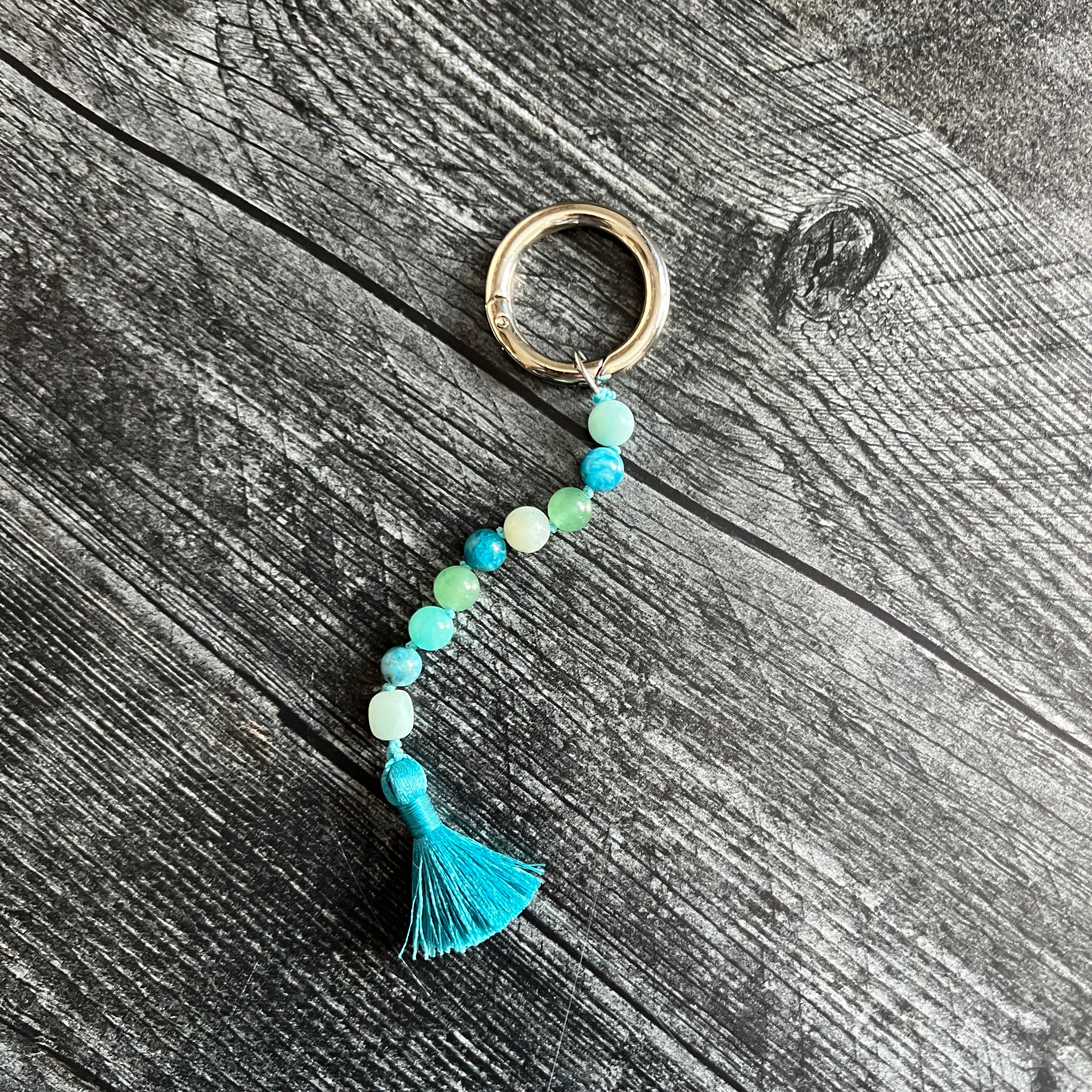 Amazonite, Green Aventurine & Apatite Gemstone Keychain