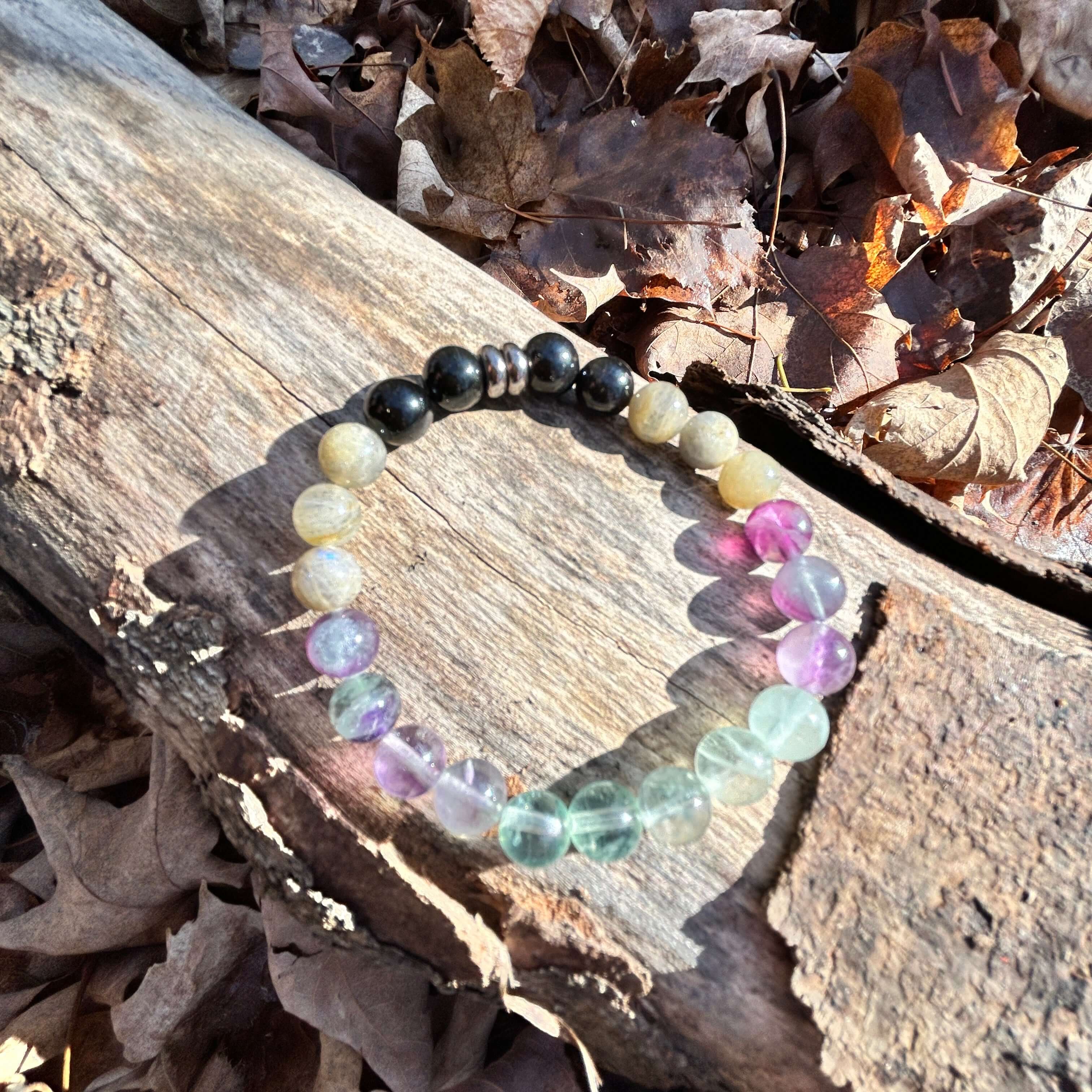 Aurora Borealis Bracelet | Fluorite Labradorite Obsidian