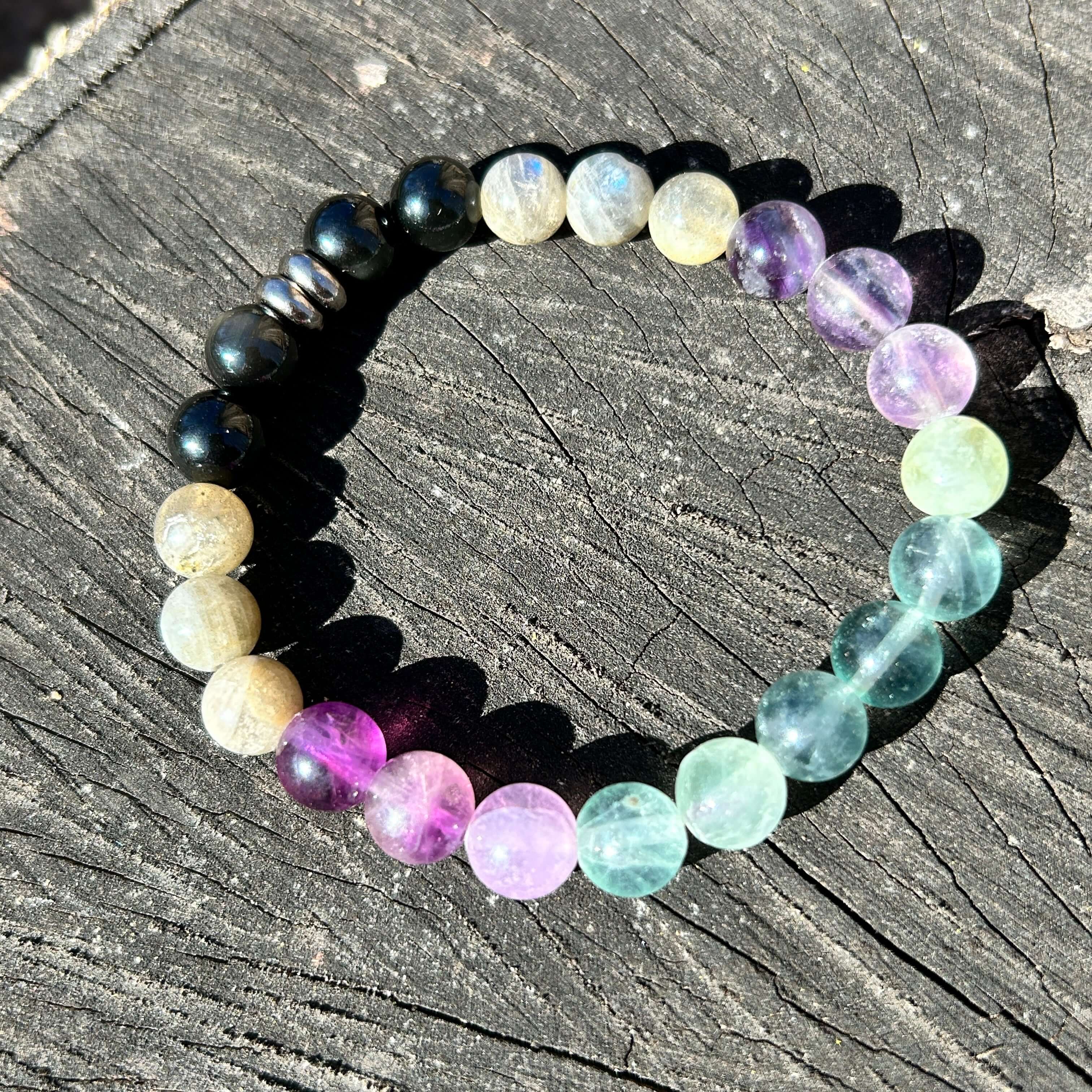 Aurora Borealis Bracelet | Fluorite Labradorite Obsidian