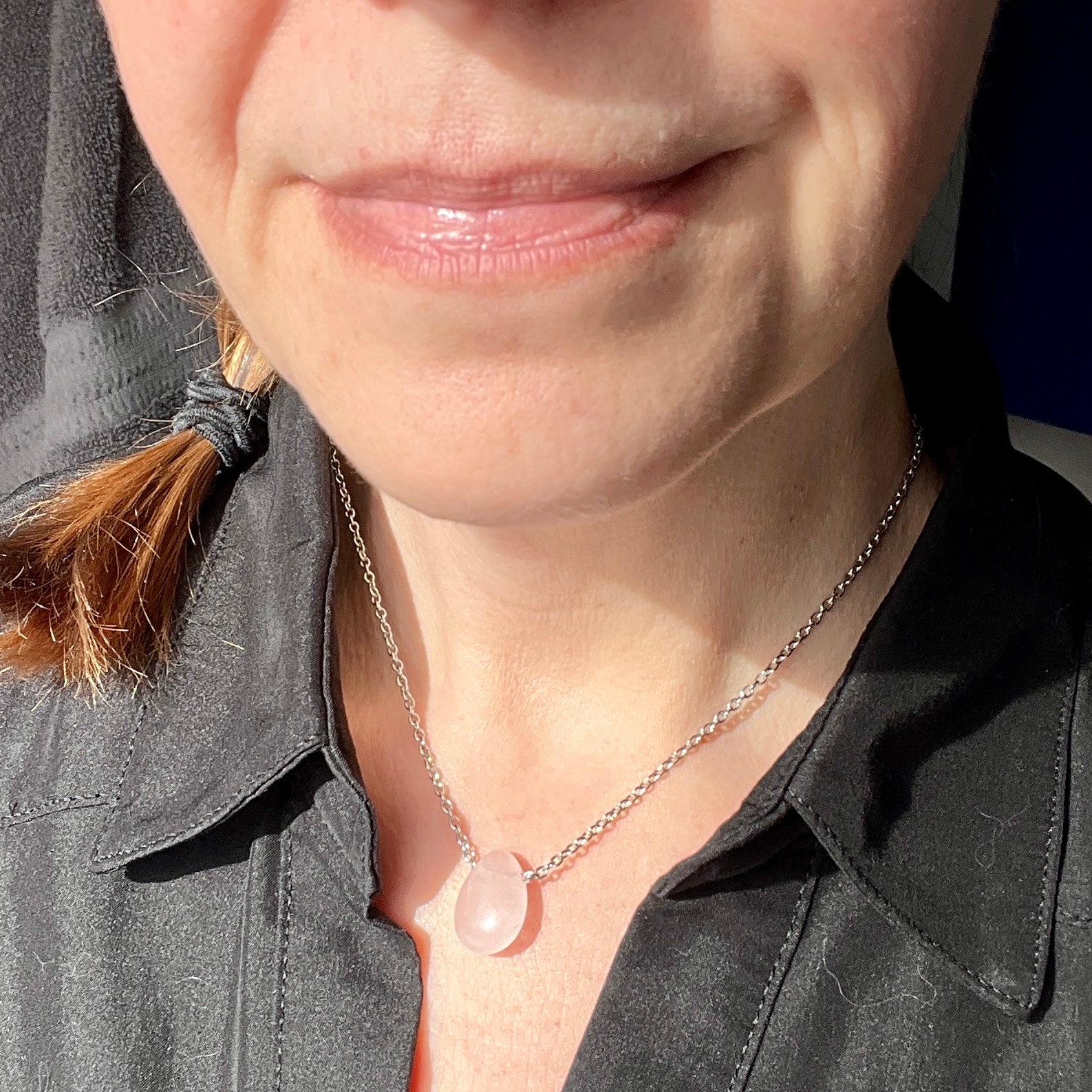 Rose Quartz Teardrop Necklace