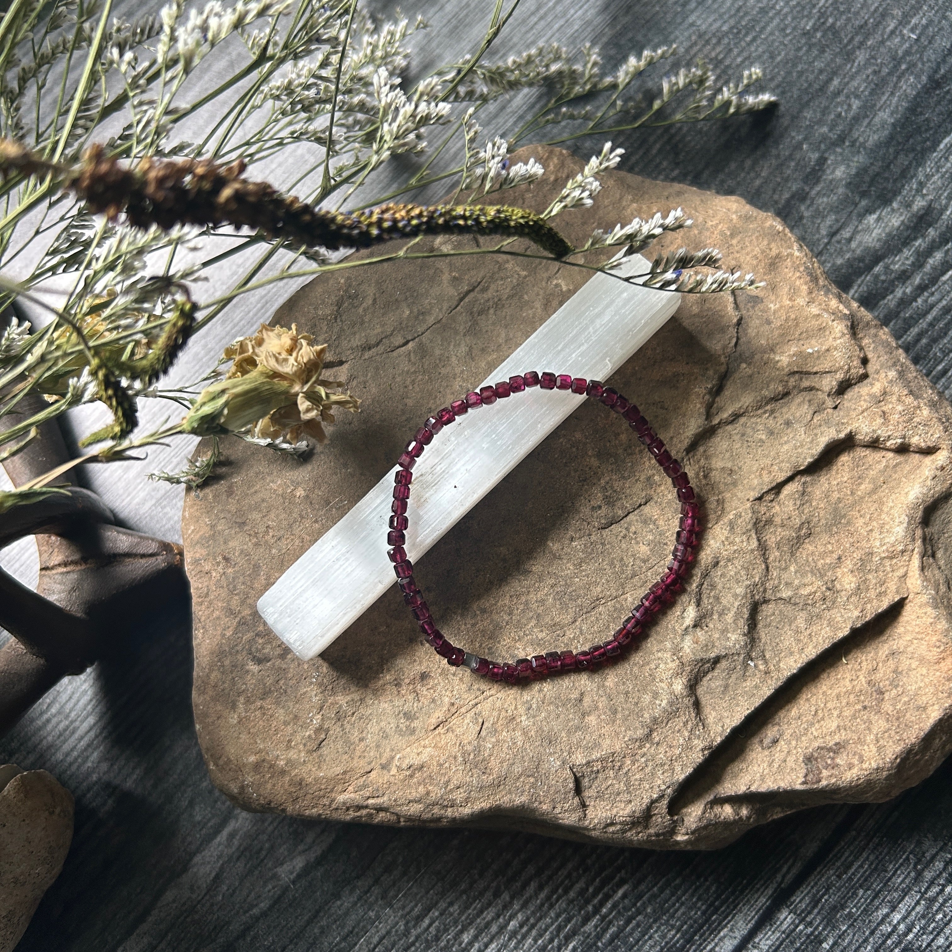 Purple Garnet Cube Bracelet - Subtle Radiance Collection