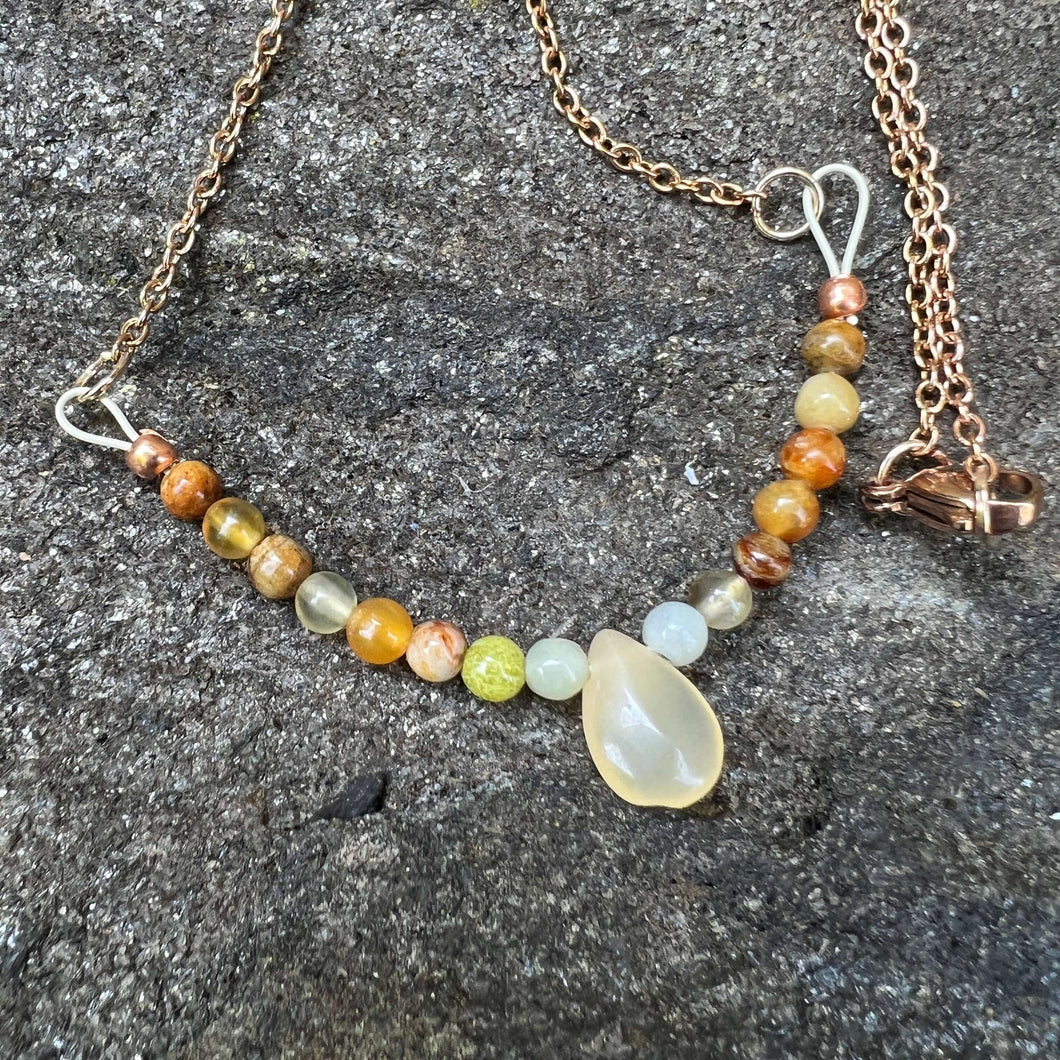 Opal and Flower Jade Necklace