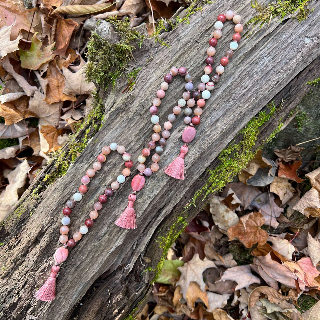 Moonstone and Mookaite Mala Bracelet Elevate your spirit with a handcrafted Moonstone and Mookaite Mala Bracelet, a harmonious blend of these two powerful gemstones which will bring the user a sense of inner growth and enhanced intuition.