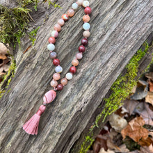 Load image into Gallery viewer, Moonstone and Mookaite Mala Bracelet Elevate your spirit with a handcrafted Moonstone and Mookaite Mala Bracelet, a harmonious blend of these two powerful gemstones which will bring the user a sense of inner growth and enhanced intuition.
