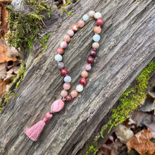 Load image into Gallery viewer, Moonstone and Mookaite Mala Bracelet Elevate your spirit with a handcrafted Moonstone and Mookaite Mala Bracelet, a harmonious blend of these two powerful gemstones which will bring the user a sense of inner growth and enhanced intuition.
