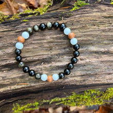 Load image into Gallery viewer, Golden Obsidian, Sandalwood, and White Jade Bracelet
