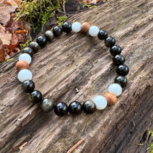 Load image into Gallery viewer, Golden Obsidian, Sandalwood, and White Jade Bracelet
