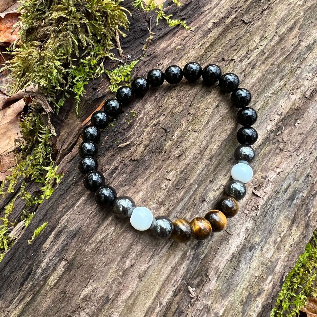 Triple Protection Obsidian, Tiger Eye, and Hematite Bracelet