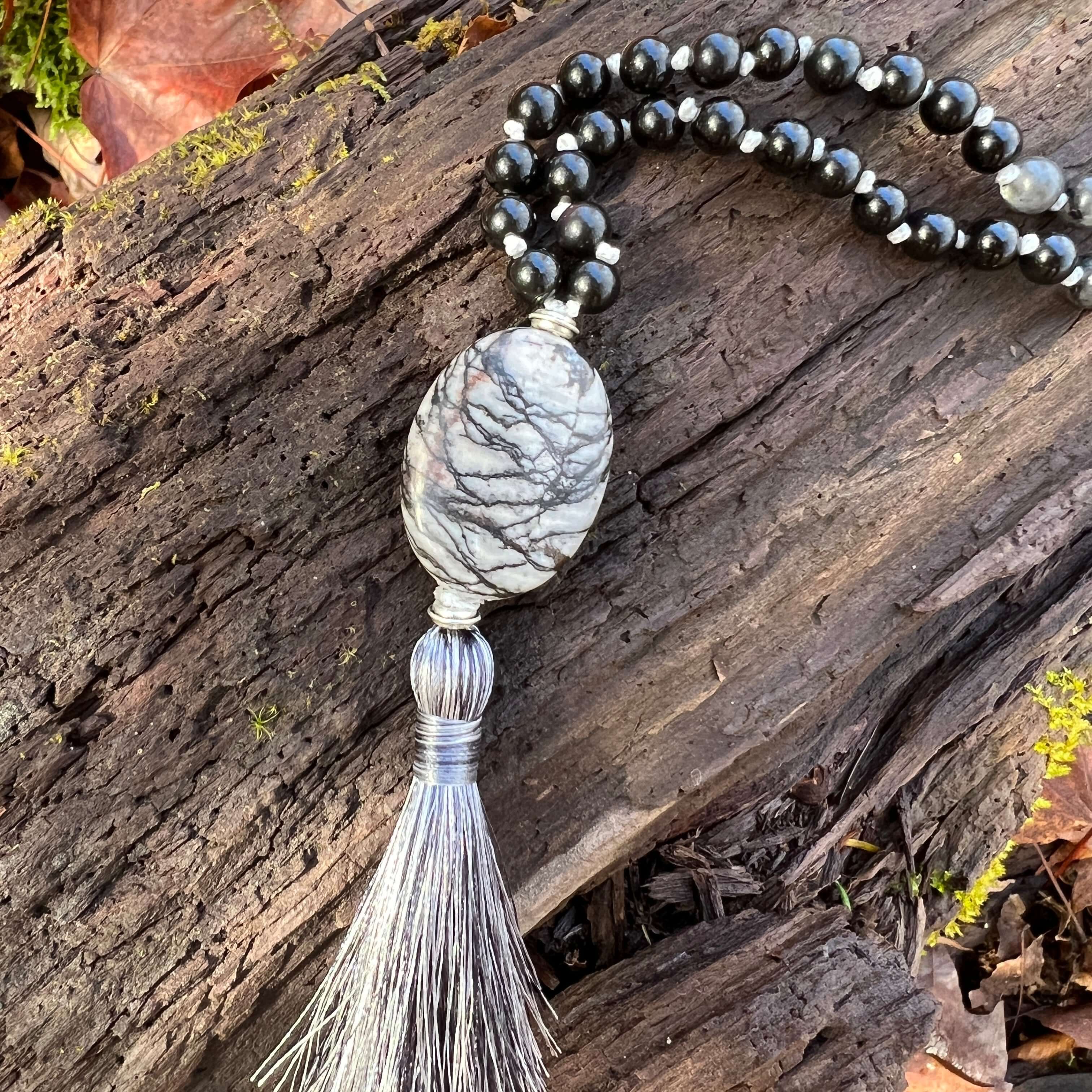 Inner Strength Mala Elevate your inner strength and resilience with our Inner Strength Mala. Meticulous handcrafted with an array of powerful gemstones, this piece blends natural beauty, metaphysical power, and timeless craftsmanship. It's more than a pie