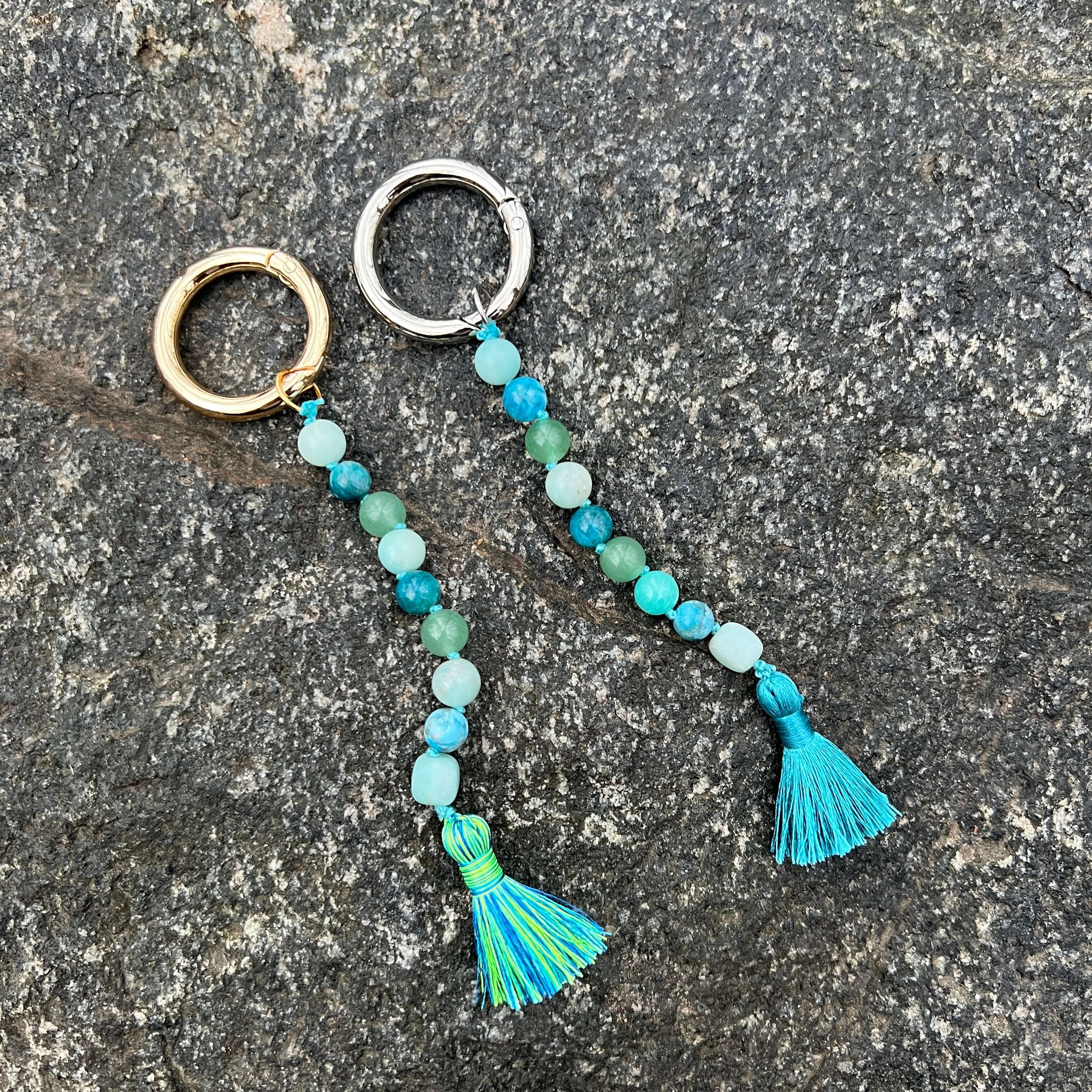 Amazonite, Green Aventurine & Apatite Gemstone Keychain