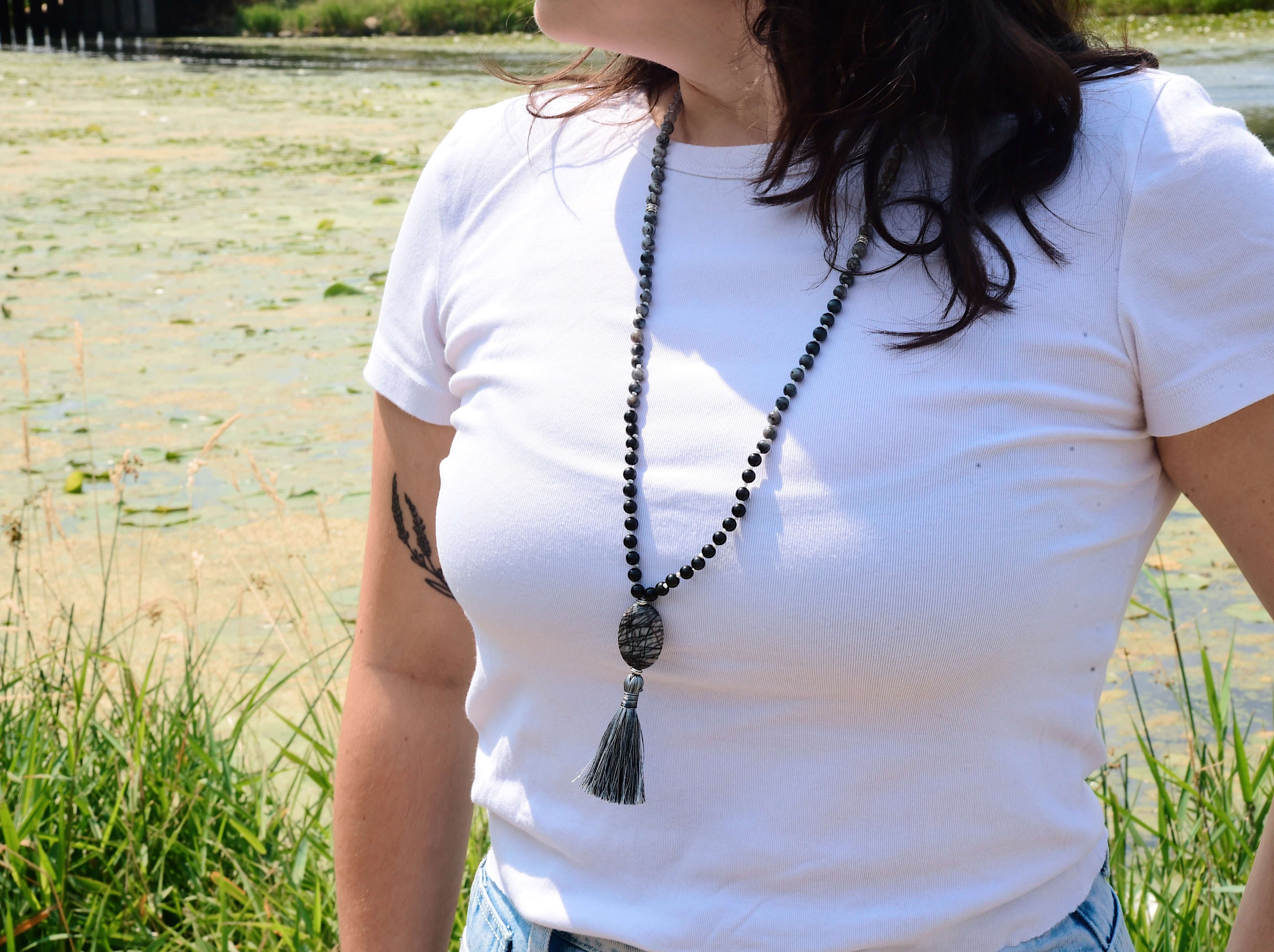 Inner Strength Mala Elevate your inner strength and resilience with our Inner Strength Mala. Meticulous handcrafted with an array of powerful gemstones, this piece blends natural beauty, metaphysical power, and timeless craftsmanship. It's more than a pie