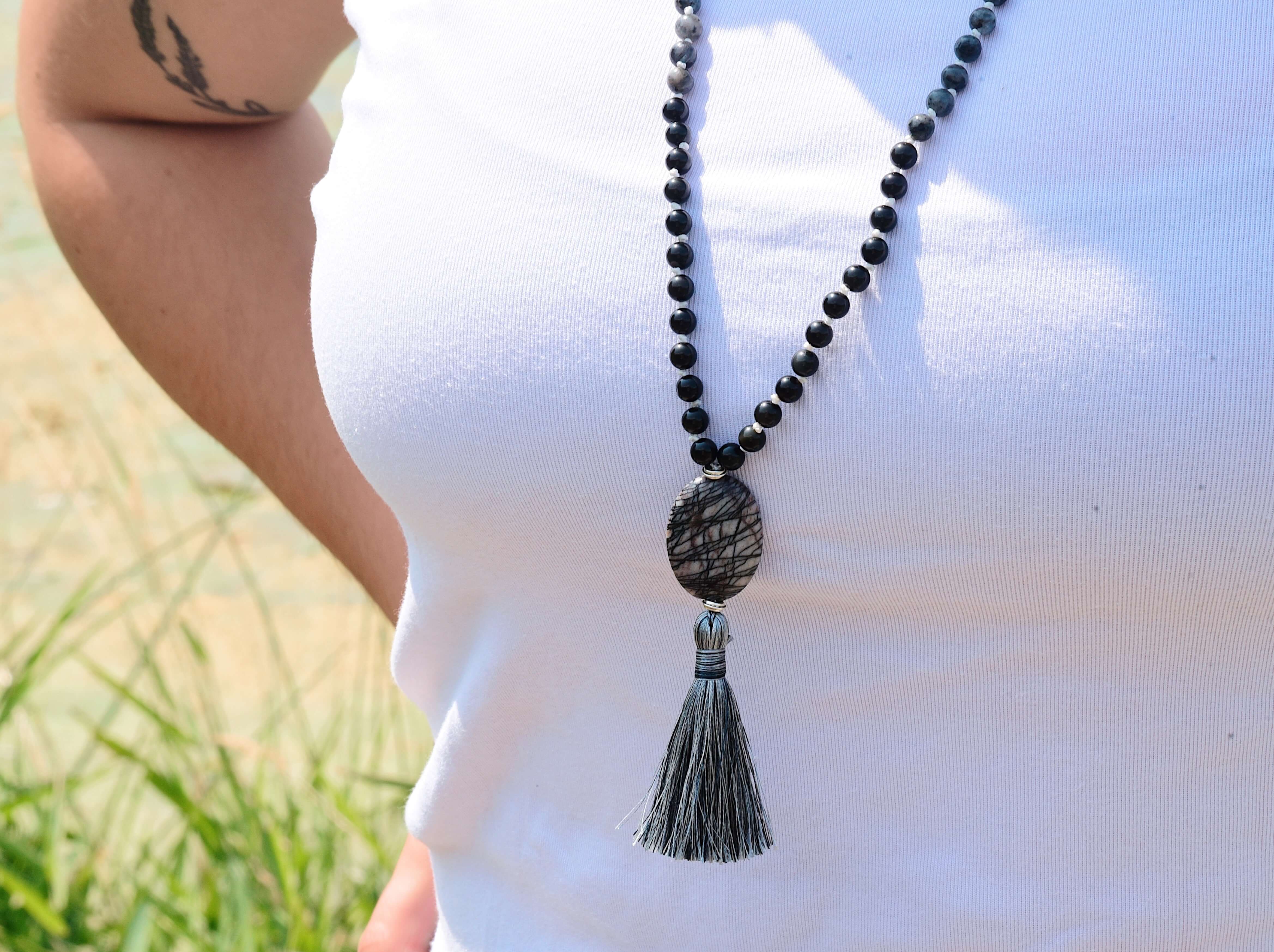 Inner Strength Mala Elevate your inner strength and resilience with our Inner Strength Mala. Meticulous handcrafted with an array of powerful gemstones, this piece blends natural beauty, metaphysical power, and timeless craftsmanship. It's more than a pie