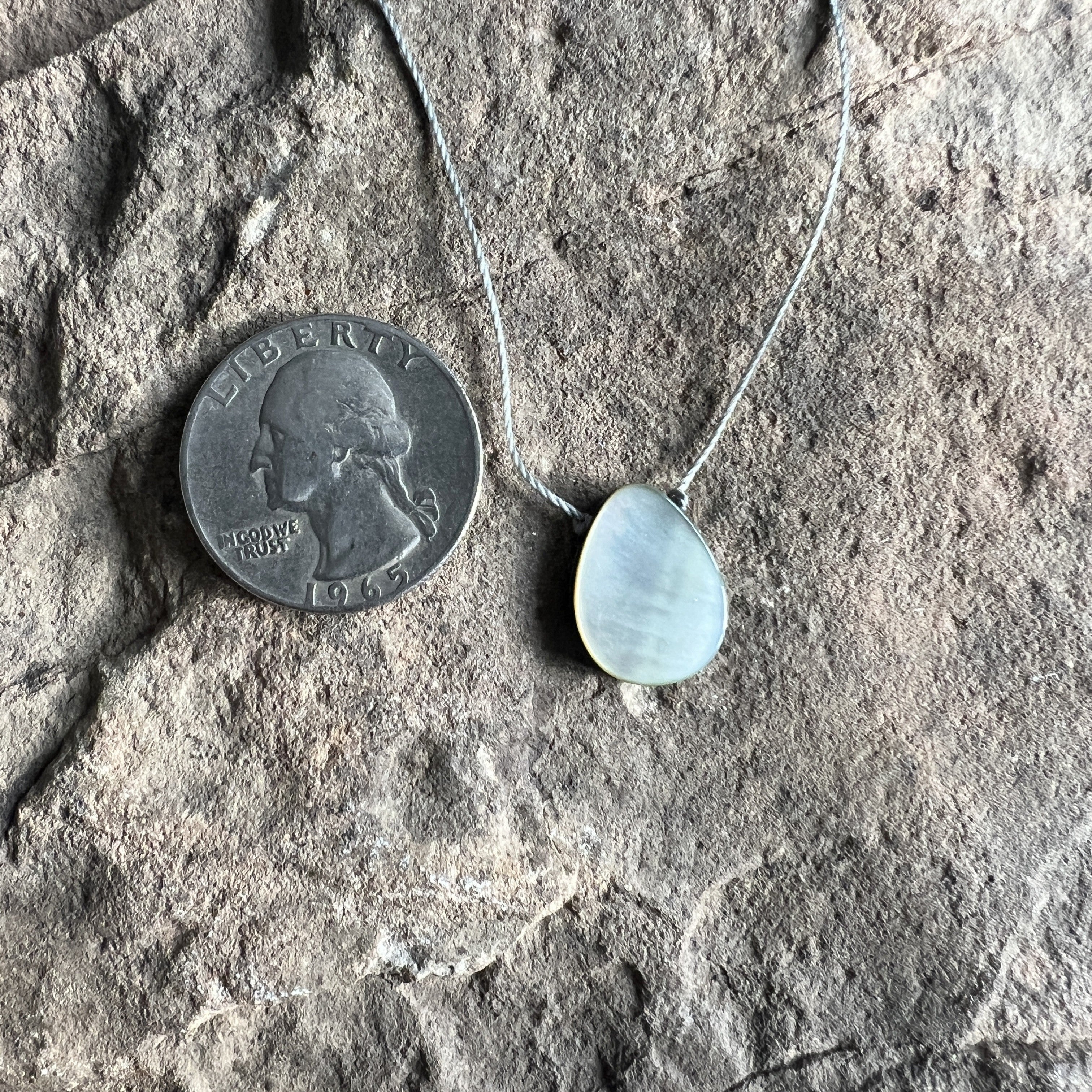 Mother of Pearl Teardrop Necklace – Natural Shell Minimalist Jewelry