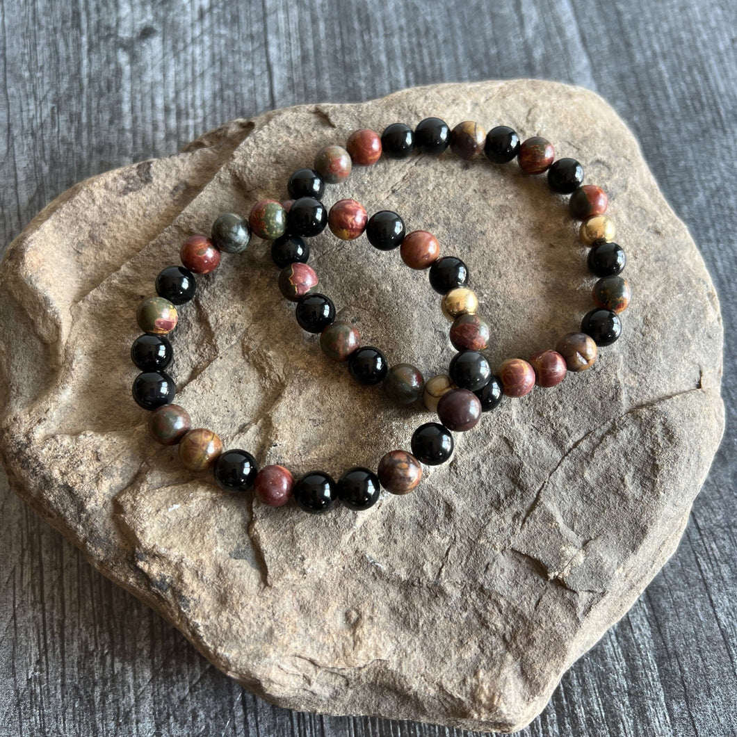 Red Creek Jasper & Onyx Bracelet
