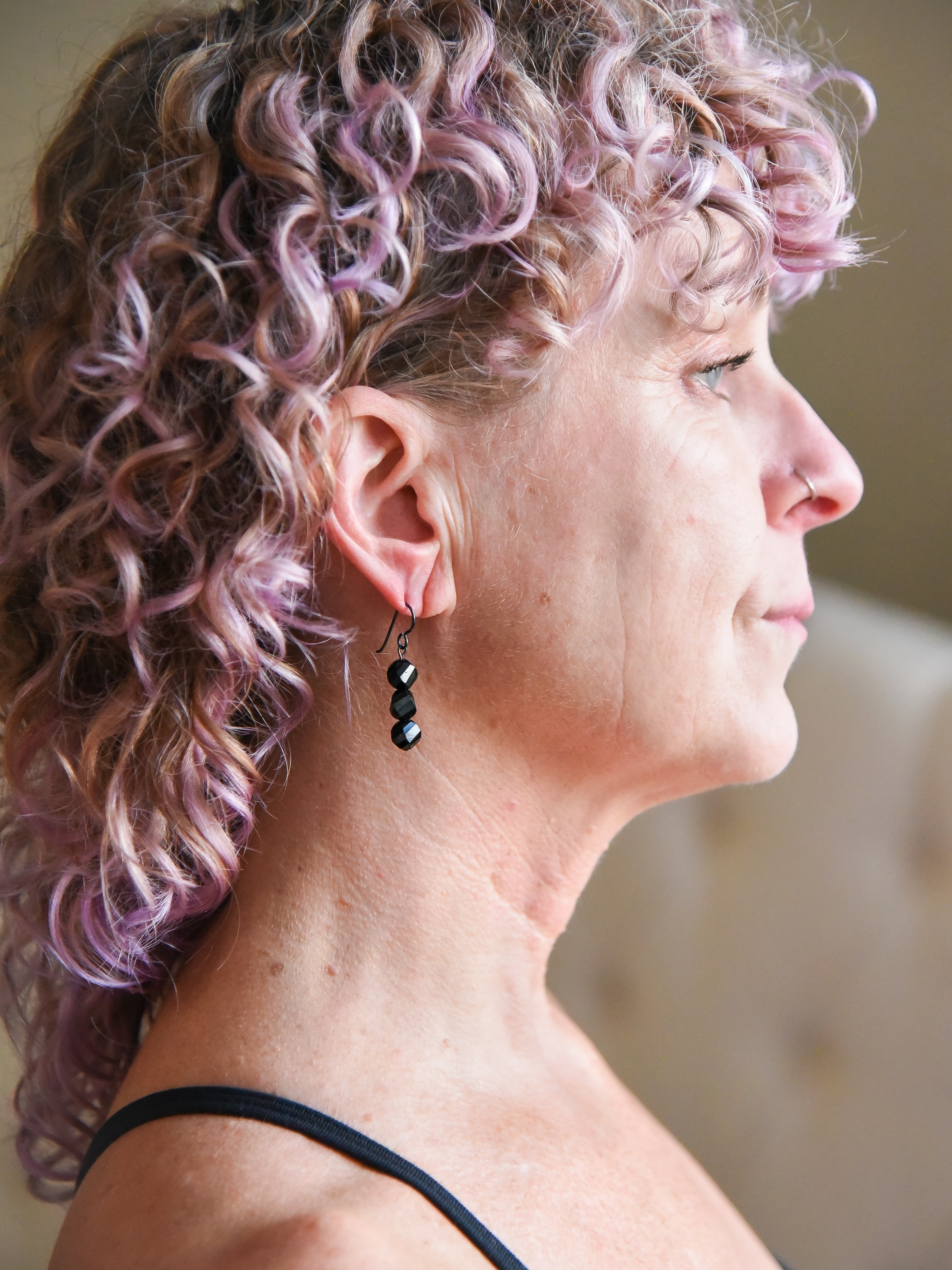 Onyx Spiral Sphere Earrings