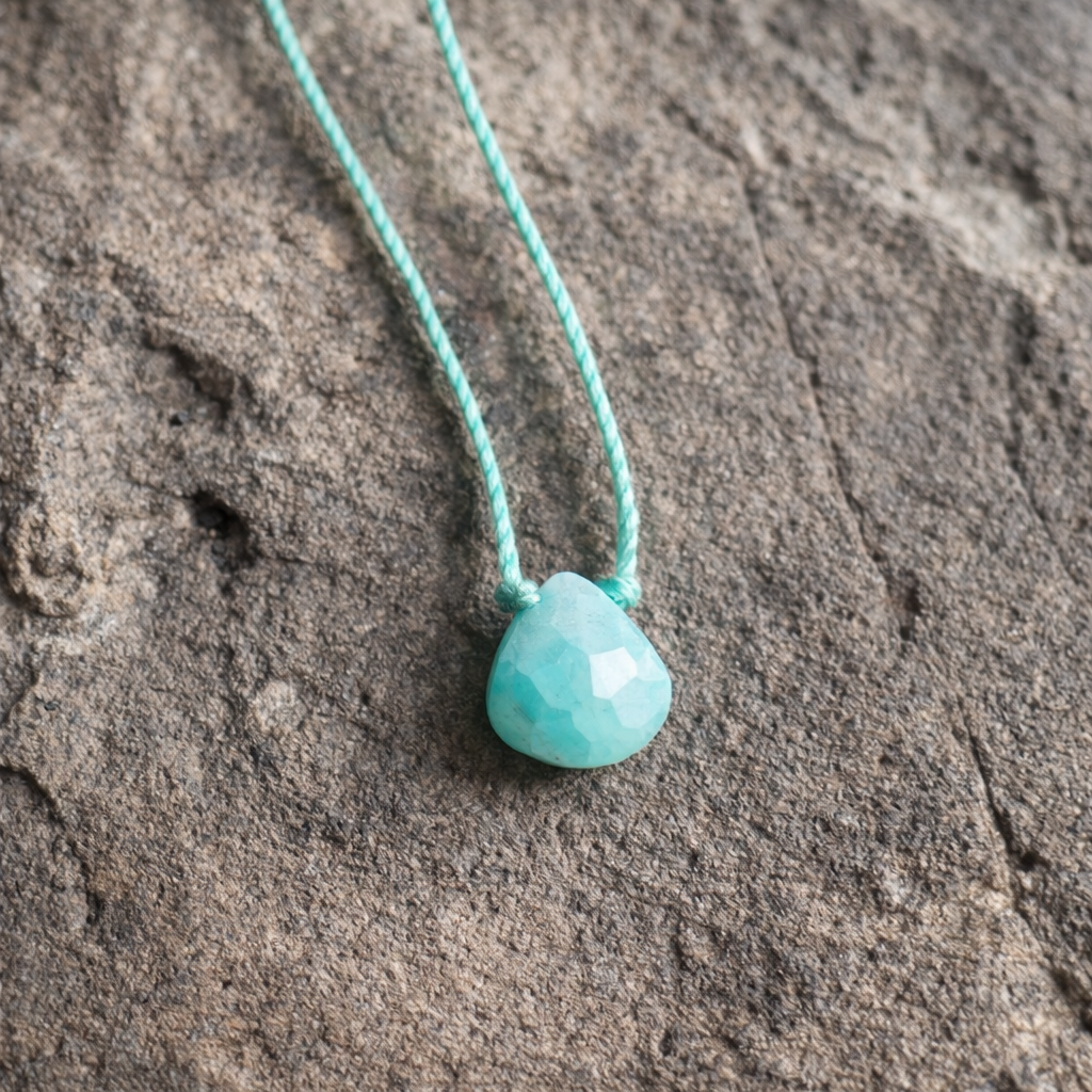 Peruvian Amazonite Faceted Teardrop Necklace