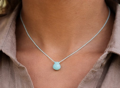 Peruvian Amazonite Faceted Teardrop Necklace – Minimalist Gemstone Necklace