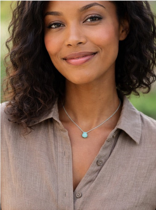 Peruvian Amazonite Faceted Teardrop Necklace – Minimalist Gemstone Necklace