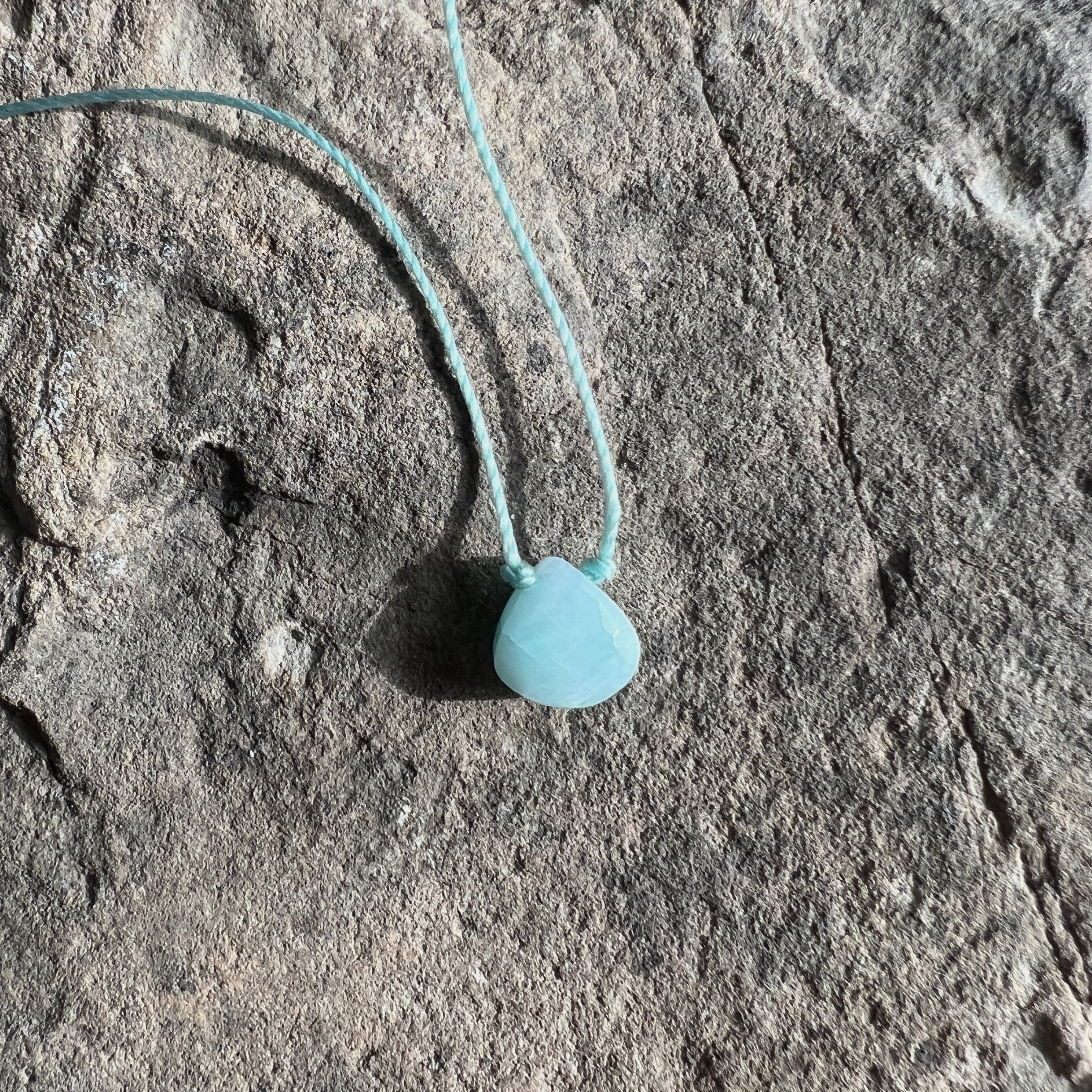 Peruvian Amazonite Faceted Teardrop Necklace – Minimalist Gemstone Necklace