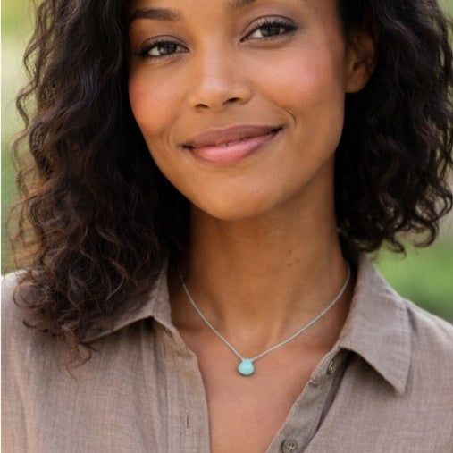 Peruvian Amazonite Faceted Teardrop Necklace – Minimalist Gemstone Necklace