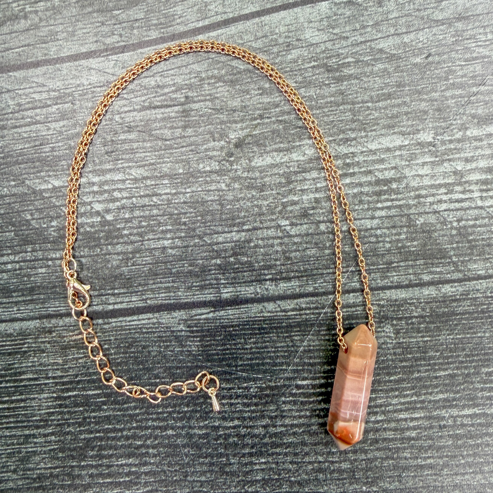 Petrified Wood Agate Point Necklace - Earth Points Collection