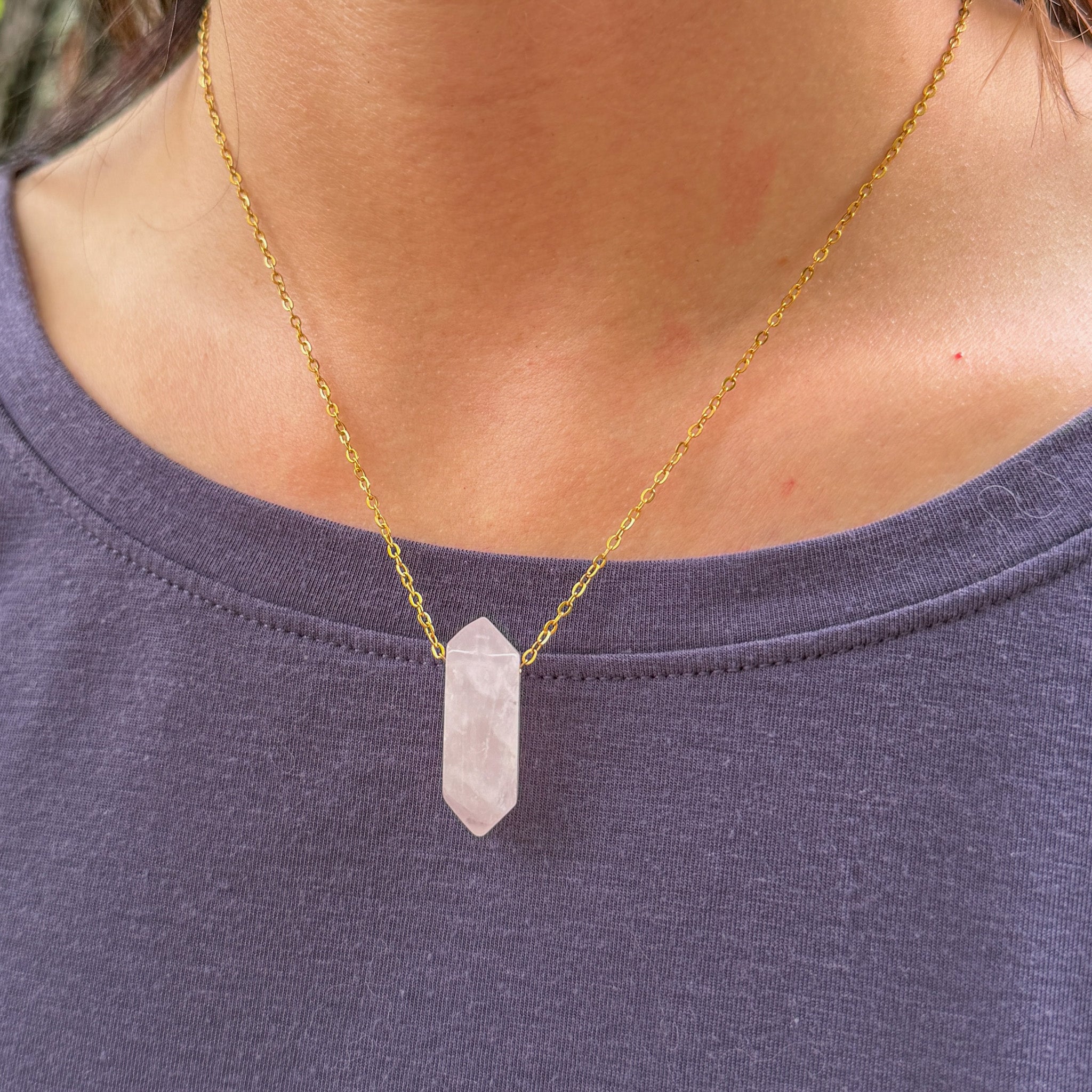 Rose Quartz Point Necklace - Earth Points Collection