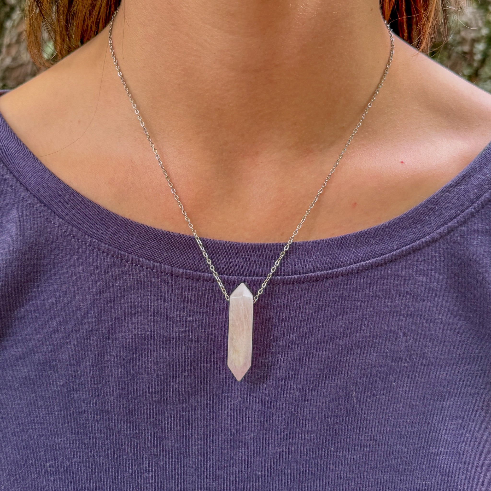 Rose Quartz Point Necklace - Earth Points Collection