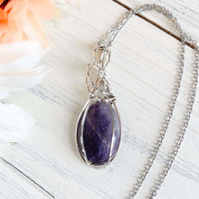 Load image into Gallery viewer, Silver Wire Wrapped Amethyst Pendant

