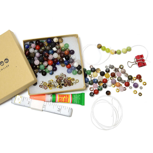 DIY Bracelet Kit Do you love the bracelets you see here on JNJ and think they would be so fun to make yourself? Now is your chance! You will receive a variety of stones and metal pieces in each DIY bracelet kit to mix and match. These kits are great for g