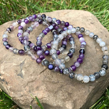 Load image into Gallery viewer, 6mm stack of bracelets with Amethyst and Agate
