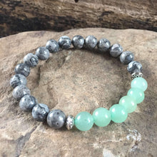 Load image into Gallery viewer, Silver Crazy Lace Agate and Green Aventurine Bracelet
