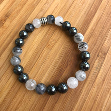 Load image into Gallery viewer, Hematite and Tourmaline Quartz Bracelet

