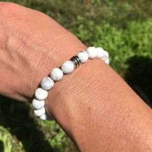 Load image into Gallery viewer, Howlite Bead Bracelet This bracelet is made with high-quality Howlite stones which bring calm and patience to the wearer. Zodiac Signs: Gemini and Virgo. Chakras: All. Handmade with authentic crystals &amp; gemstones in Minneapolis, MN
