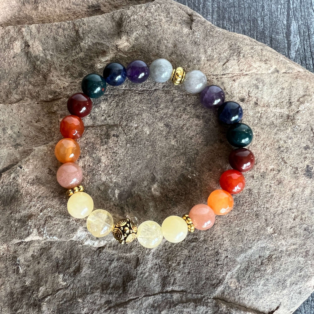 Divine Feminine Bead Bracelet This bracelet is made with high-quality stones which cultivate Divine Feminine energy for the wearer. Zodiac Signs: Aries, Pisces, Scorpio, Libra, and Leo. Chakras: Sacral, Third Eye, Crown, Solar Plexus, and Heart. Handmade