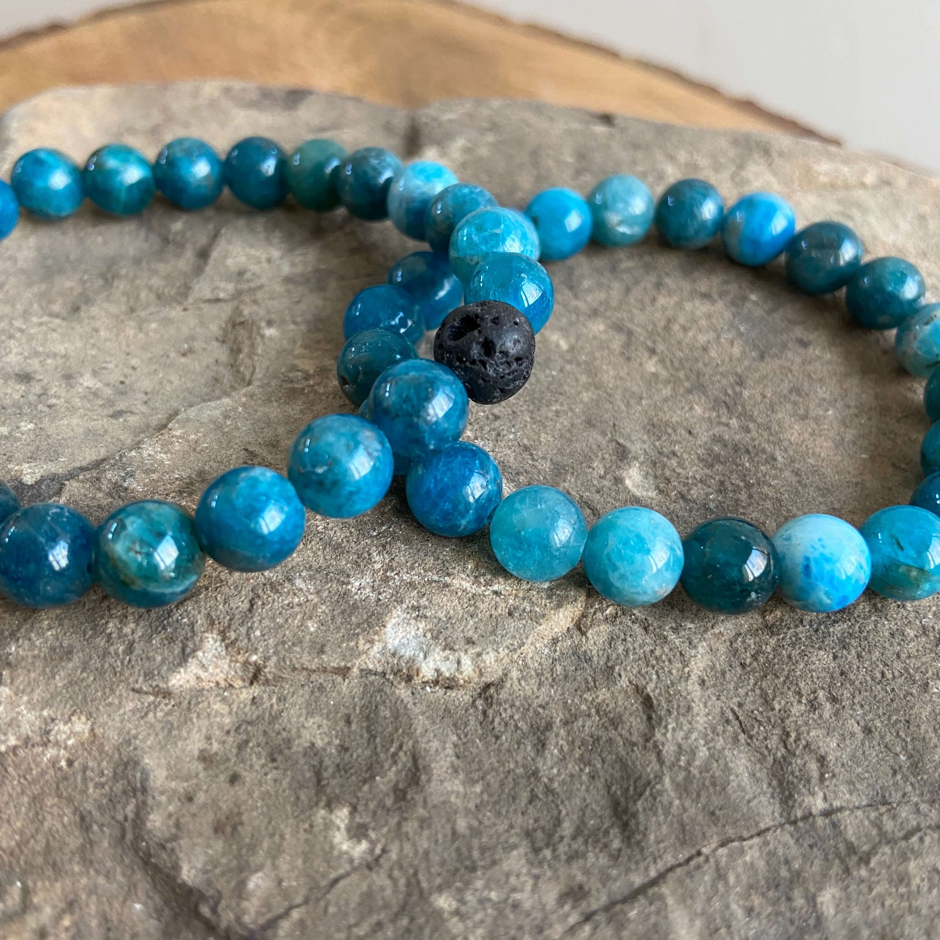 Apatite Bead Bracelet This bracelet is made with high-quality Apatite stones which bring clarity to the wearer. Zodiac Signs: Gemini and Libra. Chakra: Third Eye and Throat. Handmade with authentic crystals and gemstones in Minneapolis, MN.