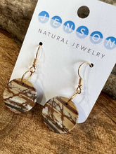 Load image into Gallery viewer, Red Creek Jasper Circle Earrings These earrings are made with high-quality Red Creek Jasper gemstones which bring balancing energy to the wearer. Zodiac Signs: Aries, Scorpio Chakras: Root, Sacral. Handmade with authentic crystals &amp; gemstones in Minneapol
