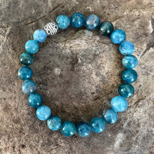 Load image into Gallery viewer, Apatite Bead Bracelet This bracelet is made with high-quality Apatite stones which bring clarity to the wearer. Zodiac Signs: Gemini and Libra. Chakra: Third Eye and Throat. Handmade with authentic crystals and gemstones in Minneapolis, MN.
