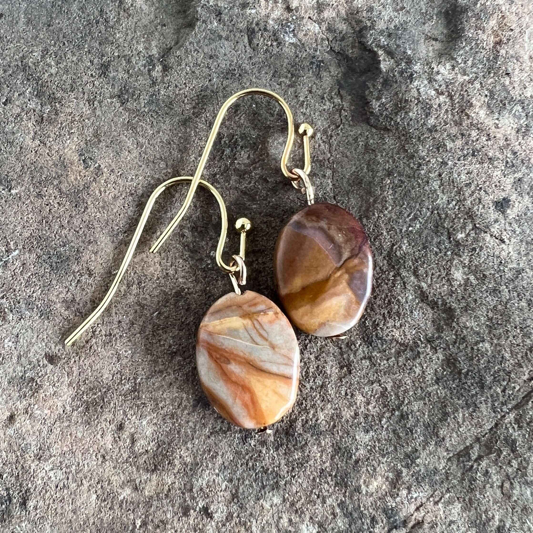 Venus Jasper Earrings These earrings are made with Venus Jasper gemstones which help ground and strengthen the wearer. Zodiac Signs: Leo, Virgo & Scorpio. Chakras: Root. Handmade with authentic crystals & gemstones in Minneapolis, MN.