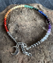 Load image into Gallery viewer, Rainbow Beaded Anklet This anklet is made with a variety of high-quality, natural stones to create a rainbow. The anklet can be a representation of our chakra system and can also be a way to show your pride or support for the LGBTQ+ community. Handmade wi
