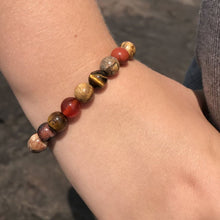 Load image into Gallery viewer, Picture Jasper, Tiger Eye, Red Jasper, and Red Agate Bracelet
